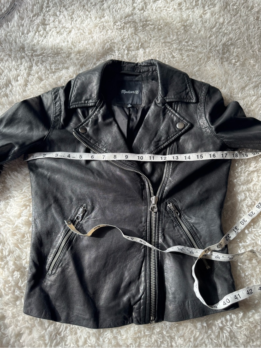 Madewell Washed Leather Motorcycle Jacket Black E0488 Capsule Moto Biker Size XS - Picture 6 of 13